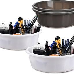 Homestic Pack of 4 Desk Organizer | Stationery Organizer | Multipurpose Storage Organizer | Office Supplies for Pen-Pencil-Staplers | Desktop Organizer | 6 LTR | Gray & White-image-54