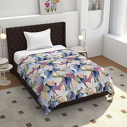 TIB® 140 GSM Soft Glace Cotton Duvet Cover Single Bed II Razai Cover II Quilt Cover II Dohar Cover for Single Bed with Zipper. (Blue Flower, Single)-image-81