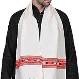 Shoogloo Mart: Handcrafted Warm Pure Woolen Muffler with Elegant Embroidered 1 Patti Design | Soft, Cozy, and Fashionable Winter Accessory for Men & Women (White)-image-1