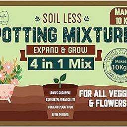 Bombay Greens 10Kg Soil Less 4 in 1 Potting Mixture - Cocopeat, Vermiculite, Neem Khad, Organic Plant Food | Pot Mix for Home Gardening or Terrace Garden-image-37