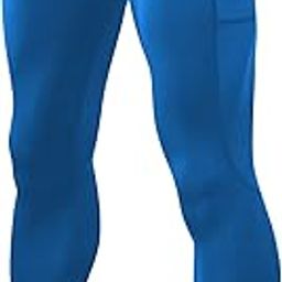 Men Sports Pants Elastic Waist Side Pockets Moisture-Wicking Stretchy Tights Running Weightlifting at tic Leggings (BlueX-Large) -Layfoo-image-36