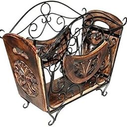 Handyytwwisst Iron and Wooden Free Standing Magazine, Newspaper Holder/Rack/Basket for Home and Office-picture-23