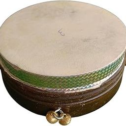 Akshar Tabla Mart 7 Inch Handheld Tambourine | Wooden Frame with Natural Goat Skin | Dafli/Khanjari for Bhajan, Kirtan & Folk Music-image-10