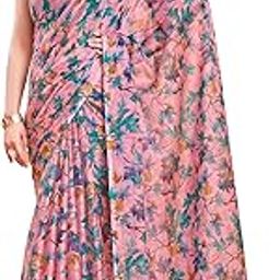 Chiffon Floral Print Saree With Unstiched Blouse Piece-image-34