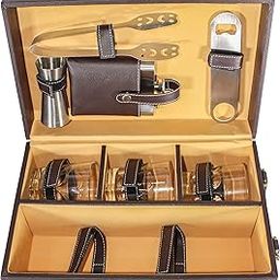 CARUZILA Bar Accessories Mega Bar Set Portable Leatherette Briefcase Bar Set Bar Set Bar Set for Picnic Bar Set for Travel Bar Set for Car Whiskey Glasses-image-7
