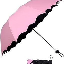 Magic Pink Water‑Flowering Umbrella – Compact 3‑Fold Anti‑UV Rain & Sun Umbrella with Hidden Blooming Flower Print, Manual Open, Portable Travel Umbrella-32