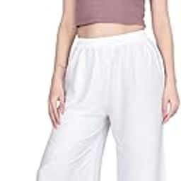 Women's Rayon Jumbo Size Palazo Pants with Pockets, Stylish Palazzo for Kurti, Tunic, Women's Relaxed Fit Mid Rise Palazzo-White-image-84