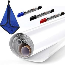 Whiteboard Sticker Paper Sheets, Easy Peel and Stick Dry Erase Contact Paper Upgrade Extra Wide for Classroom, Planning, Office, Kid Painting, 3 Dry Erase Markers(45cm×11feet)-31