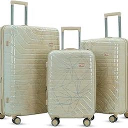 Spider Trolley Bags Set of 3 Large Polycarbonate Expandable Hardshell Printed, Lightweight, Durable Travel Luggage Suitcase with Metallic Tone 8 Wheels 360 Rotatable (3, Beige)-9