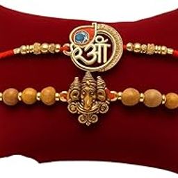 Premium Rakhi Gift Set with Om & Ganesha Designer Rakhis, Roli Chawal, Decorative Cushion – Traditional Raksha Bandhan Combo for Brother-image-88