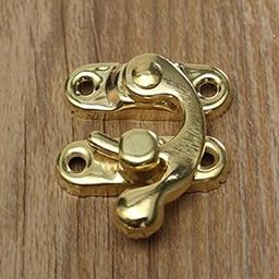 Antique Decorative Jewelry Wooden Box Hasp Latch Lock with Screw (Golden) -12 Pcs.-image-0