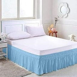Light Blue Bed Skirt Wrap Around 600Microfiber with Easy Fit with 21'' Inch Tailored Drop - Shrinkage and Fade Resistant with Microfiber 21'' Bed Skirt-image-40