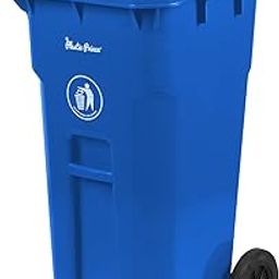 PLASTIC PRINCE 32 Gallon Recycling Rollout Trash Can with Lid, Commercial Heavy-Duty Wheeled Outdoor Garbage Can, Blue-picture-1