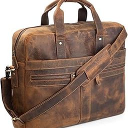 Genuine Leather Multi Pockets Office Laptop Messenger Bag For Men-image-27