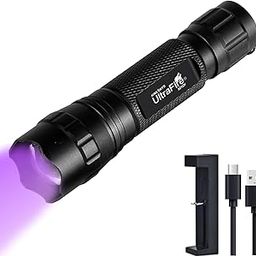 ULTRAFIRE Black Light UV Flashlight, LED 395nm Ultraviolet Blacklight Flashlight,Adjustable Focus Mini UV Flashlight Pet Urine Detector for Resin Curing, Dry Stain, Scorpion and Bed Bug UV Torch-52