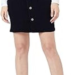 Women's Navy Blue A-line Mini Denim Skirt-image-66