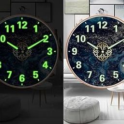 Evolluxi Plastic Radium Wall Clock with Glow-in-The-Dark Silent Quartz Movement 12-inch Retro Design Ideal for Home, Office, Bedroom and Living Room Décor (Radium Blue Shell), Analogue - Digital-13