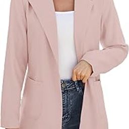 Women Open Front Blazers Long Sleeve Casual OL Office Slim Suit Jacket with Pockets-image-59
