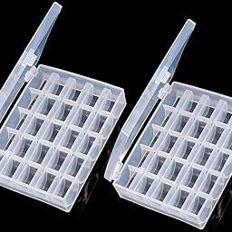 Bobbin Box,Machine Bobbin Organizer Plastic Case,Transparent 25 Slots Empty Bobbins Spools Box，Sewing Craft Plastic Case Storage Box for Sewing Machine (2-Pack)-image-7