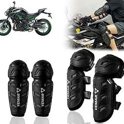 Auto Pearl Motorcycle Knee Shin Guards Elbow Pads, 4 in 1 Monstor Style Knee Shin Safe Protection Armor for Moto Cycling Racing compatible with Z900BS6 (Black, 4Pcs)-image-86