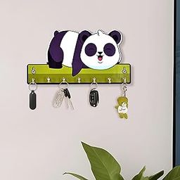Goelite Premium Key Holder for Home Decor Stylish | Wooden Keychain Holder | Key Hangers for Wall Cute Aesthetic Design (Panda)-1