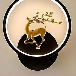 twixle Aluminium Home Decor LED Fancy Wall Light, Night Lamp, Decorative Lamp, Wall Hanging Lights for Bedroom, Living Room, Warm White + Natural White + Cold White (Black Deer Round)-image-9