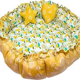 Toddylon Baby Gift Pack Set – New Born Cotton Nest for 0–6 Months | Fruit Print | Combo for Newborns | Portable Lounger for Boys & Girls (Brown)-image-97