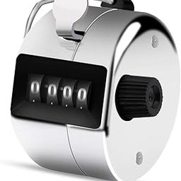 Shoppiya Hand Tally Counter 4-Digit Lap Counter Clicker, Manual Mechanical Handheld Pitch Click Counter with Finger Ring for School Golf & Knitting Row Croche, Silver-40