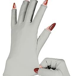 chemotex UV Nail Gloves, Professional UPF50+ Protection UV Gloves for Gel Manicures, Art Skin Care UV Gloves for Gel Nail Lamp, Fingerless Gloves for Protect Hands from Harm, Gray-picture-11