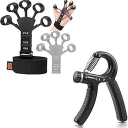 ZYANETIC Combo of 1 Adjustable Hand Gripper and 2 Finger Gripper Multi Tension Strengthener for Gym Workout Hand Exercise Equipment (R and Gripster Combo)-29