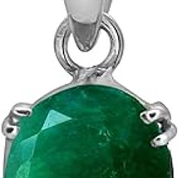 3 to 12.50 ratti Genuine Emerald Pendant Silver for Unisex.-picture-8