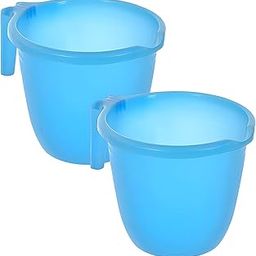 Kuber Industries Plastic Bathroom Mug|Strong Plastic Material & Great Capicity|Size 14 x 14 x 12 CM,Pack of 2,Capicity 1 LTR (Sky Blue)-46KM0205, Standard-9