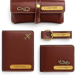 Personalized Wallet, Keychain, Passport and Google Cover Set, Best Gift for Men(Coffee Color)-image-96