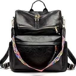 Backpack Purse for Women Designer Ladies Large Travel Convertible Shoulder Bag with printed sling belt backpack for women (Black)-image-51