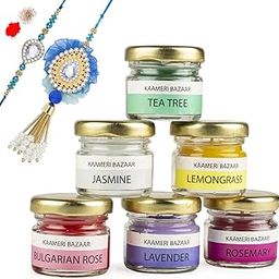 Kaameri Bazaar Scented Candles - Set of 6 jar Candle with Rakhi for Brother and bhabhi lumba, roli chawal and Greeting Card - Rakhi Gift for Brother and bhabhi-image-25