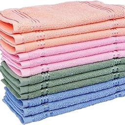 JENNY DENIAL 100% Cotton Face Towel Set of 24 pc Soft & Absorbent (Size:: Small 9 * 9 Inch) Color :: Multi 300 GSM Gym & Workout Towels Hand Towels-21