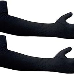 Kuber Industries Men's & Women's Cotton Full Hand Summer Gloves for Protection from Sun Burn/Heat/Pollution (Pack of - 1 Pairs, Black) - CTSTC46471-image-8
