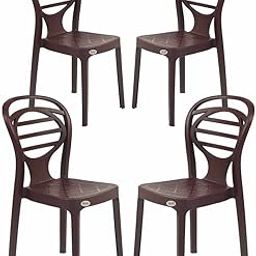 SkyGlamour Supreme Oak Plastic Chair|Armless Chairs for Home, Dining Room, Garden, Cafe, Indoor and Outdoor Use| Weight Bearing Capacity 120 kg(Colour: Brown, Set of 4)-19