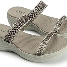 Women's Wedge heel Embellished Double-Strap Slip-On sandal-image-1