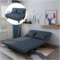 Furnline Comfy 2 Seater Metal Frame Folding Sofa Bed/Convertible Couch Bed/Chair Bed with Pillow 5 Position/Sofa/Bed/Folding Bed (Blue) (Sofa Bed, 2 Seater)-image-68