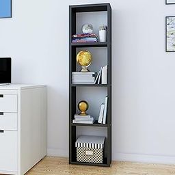 Bharat Lifestyle Merapi Engineered Wood Multipurpose Bookcase Open Book Shelf Storage, Display Shelves, Showcase Organizer & Floor Corner Stand (Wenge/L 10.8 X W 5.5 X H 47.2) DIY (Do It Yourself)-19