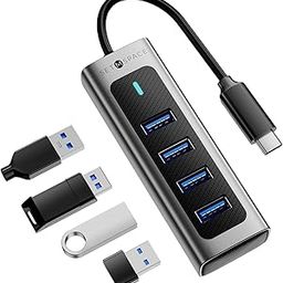 SETMSPACE USB C Hub 4 Ports USB 3.0, USB Hub Extensions, Multi USB Port Expander for Laptop, iMac Pro, MacBook Air, Mac, Notebook PC, Mobile HDD-21