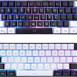 LICAEVEY Mini RGB Keyboard, LED Backlight Mechanical Feeling Wired Gaming Keyboard with Multiple RGB Lighting and Stand, Ergonomic Design(Black and White) (Black)-image-64