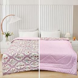 Supreme Home Collective 300 GSM Reversible AC Comforter/Blanket/Quilt/Duvets for Summer Double Size Bed (229 X 229 cm,Vacuum Packed-Pink Brown)-22