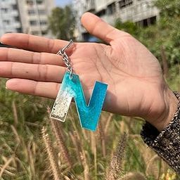 Design Resin Alphabet Initial Letter Keychain Key Ring for Men Women Girls Purse Handbags | Ocean | BM-H4Z4-QDGC_New-image-56