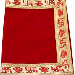 Aasan Velvet baithak Assan Big Large Plain Velvet Pooja rumal Aasan Cloth/Chowki Kapda for Puja Table use for Puja Cloth Home Mandir Temple Item for Decoration (Red, 40/20 inches)-18