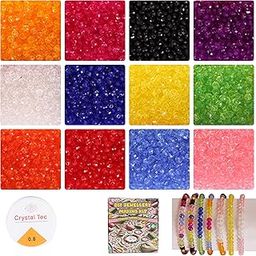 Ambitieux Bracelet Making Craft Kit 12 Types of Colorful 1400+ pcs of Plastic Beads with Elastic (Crystal)-picture-26
