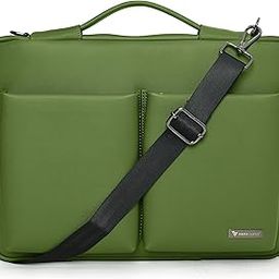 Vaku Luxos® MESTELLA Laptop Messenger Bag for Men and Women compatible with MacBook 14" Premium Collection Refined Leather Sleeve with adjustable Strap Highly Durable (Green)-image-24