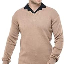 Men Pullover V-Neck Solid Plain Full Sleeve Casual Wear Sweater-image-22