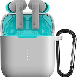 Sounce Earphone Case Cover Compatible with Boat Airdopes 141, Soft Silicone Skin Case Cover Shock-Absorbing Protective Case with Keychain[Front LED Visible] – Grey -(Case Cover Only)-85